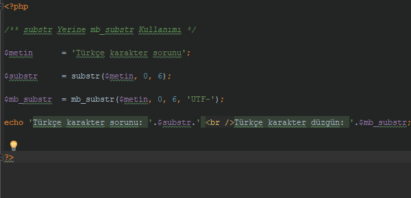 PHP substr Fonksiyonu Türkçe Karakter Sorunu